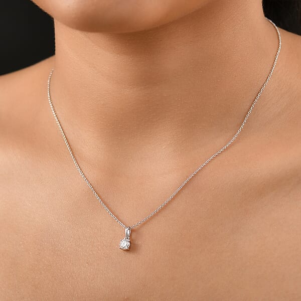 Luxuriant Lab Grown Diamond E-F VS 0.50 Ctw Solitaire Pendant Necklace In 10K White Gold 20 Inches
