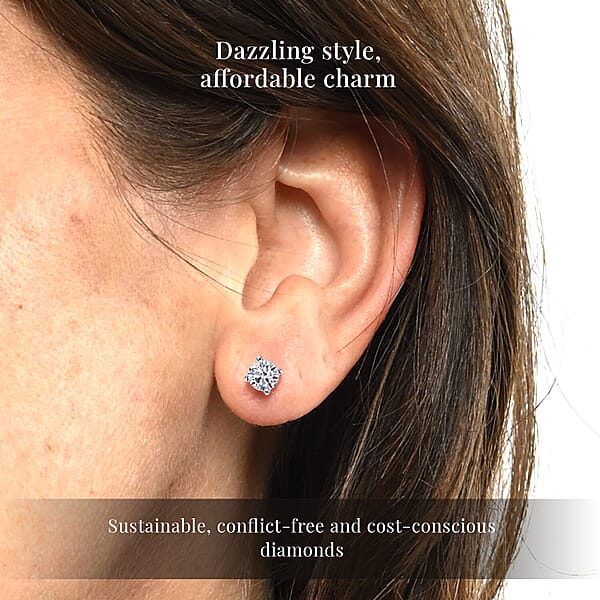 Luxuriant Lab Grown Diamond E-F VS 0.50 Ctw Solitaire Stud Earrings In 10K White Gold (Del. In 10-12 Days)