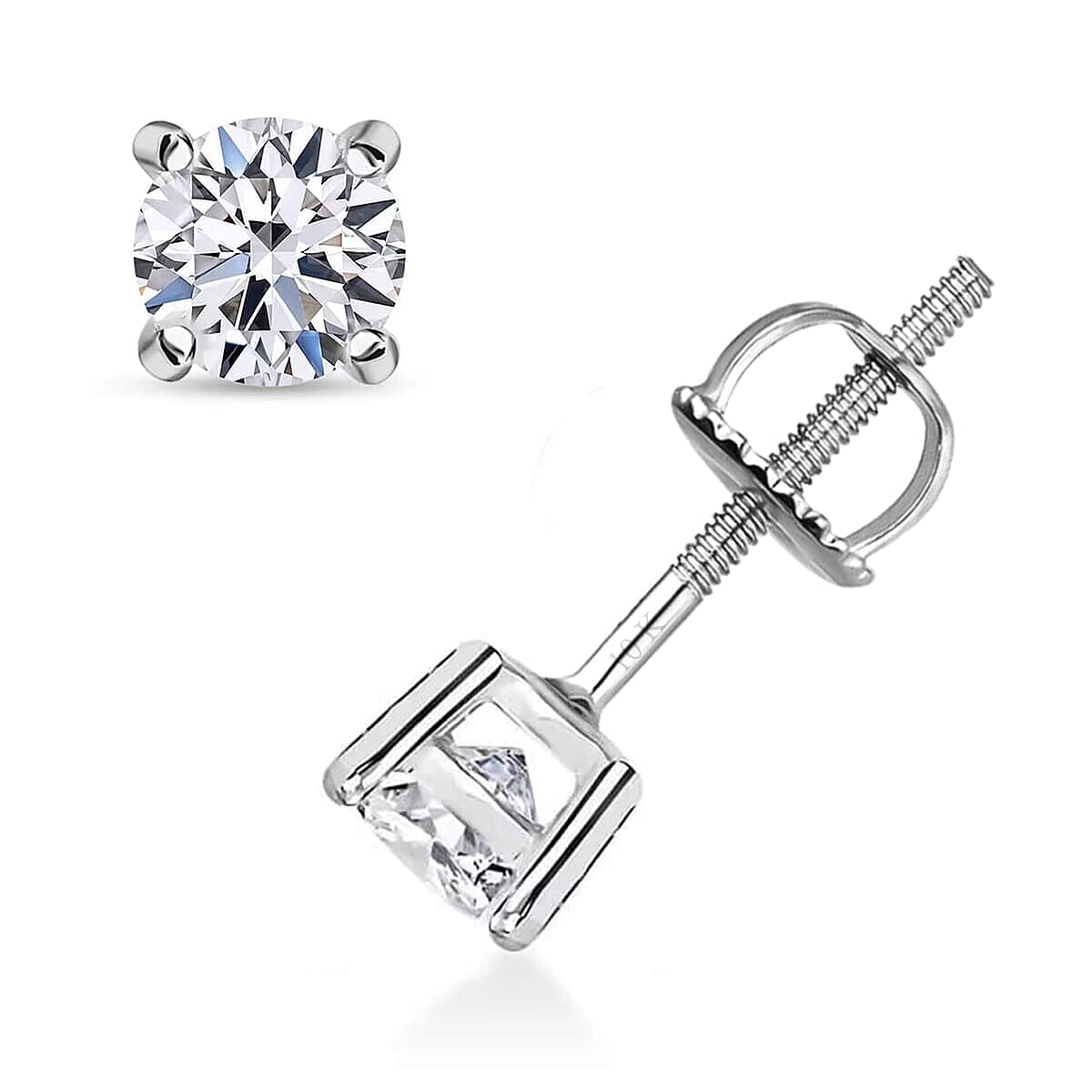 Luxuriant Lab Grown Diamond E-F VS 0.50 ctw Solitaire Stud Earrings in 10K White Gold (Del. in 10-12 Days)