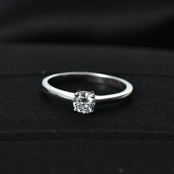 Luxuriant Lab Grown Diamond E-F VS 0.50 Ctw Solitaire Ring In Platinum Over Sterling Silver