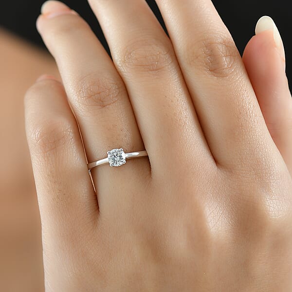 Luxuriant Lab Grown Diamond E-F VS 0.50 Ctw Solitaire Ring In Platinum Over Sterling Silver