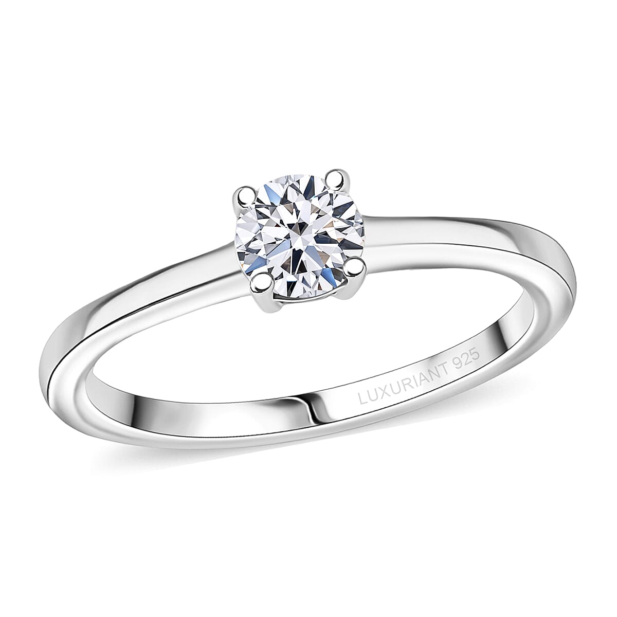 Luxuriant Lab Grown Diamond E-F VS 0.50 Ctw Solitaire Ring In Platinum Over Sterling Silver