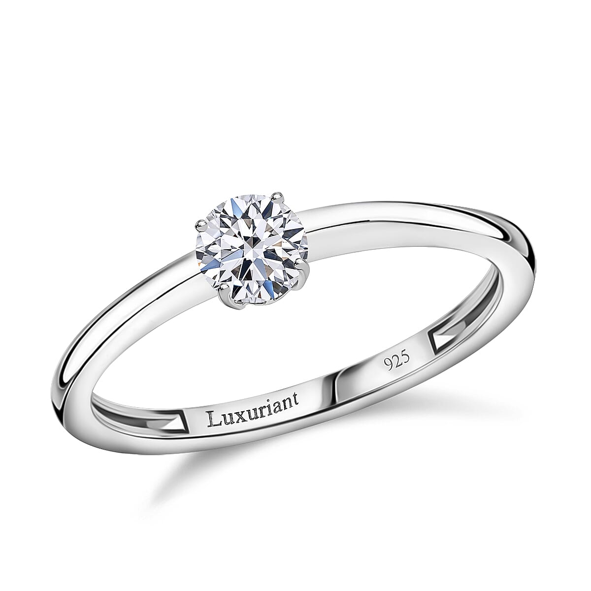 Luxuriant Lab Grown Diamond E-F VS 0.50 ctw Solitaire Ring in Rhodium Over Sterling Silver