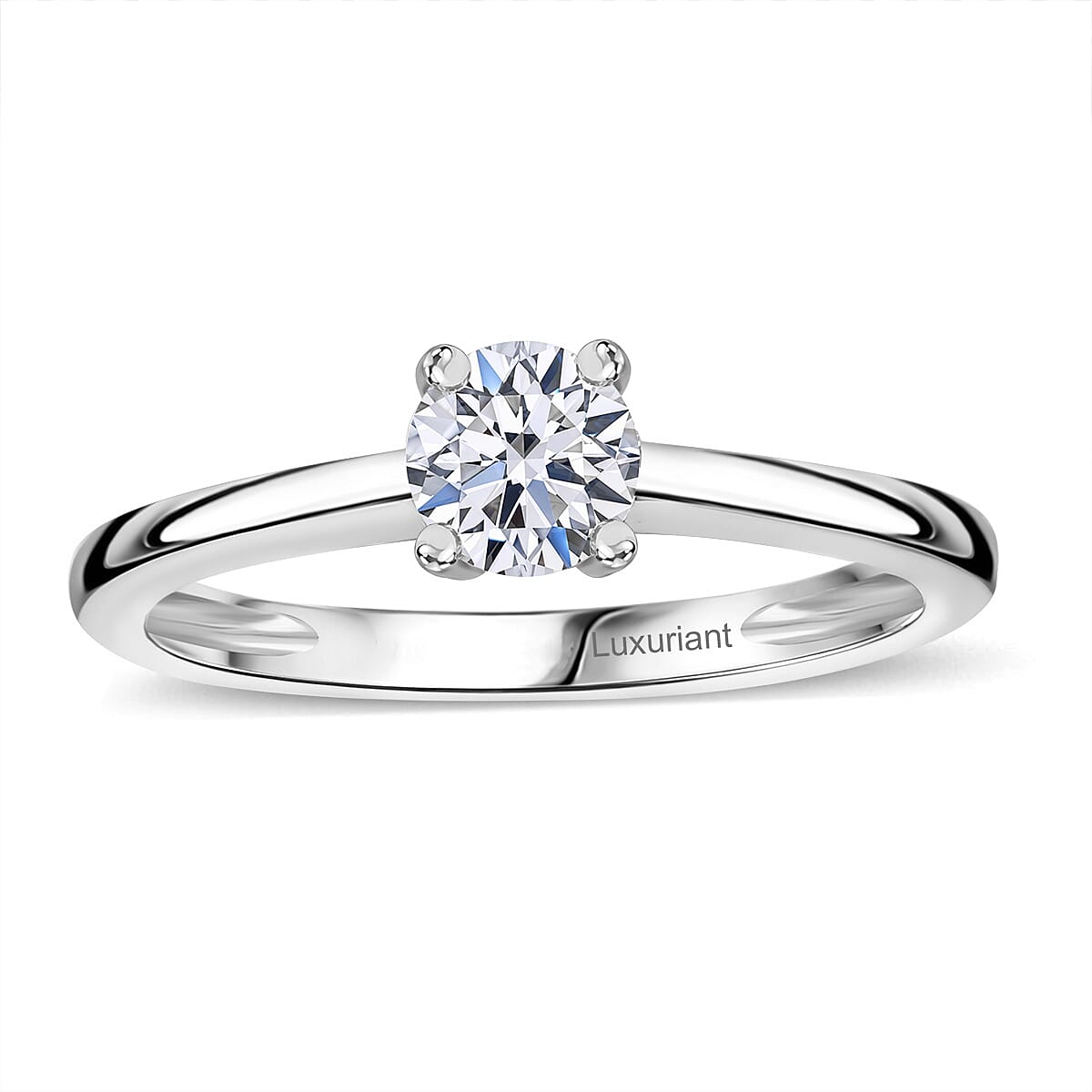 Luxuriant Lab Grown Diamond E-F VS 0.50 ctw Solitaire Ring in Rhodium Over Sterling Silver