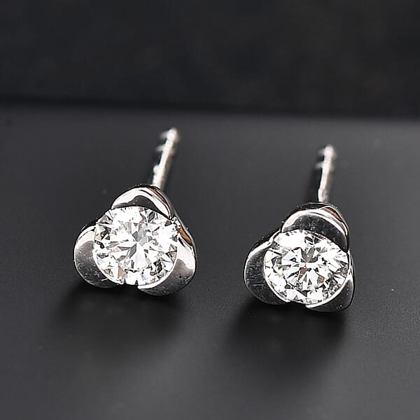 Luxuriant Lab Grown Diamond E-F VS 0.50 Ctw Solitaire Stud Earrings In 10K White Gold (Del. In 10-12 Days)