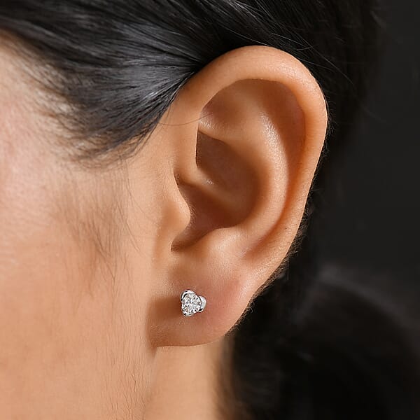 Luxuriant Lab Grown Diamond E-F VS 0.50 Ctw Solitaire Stud Earrings In 10K White Gold (Del. In 10-12 Days)