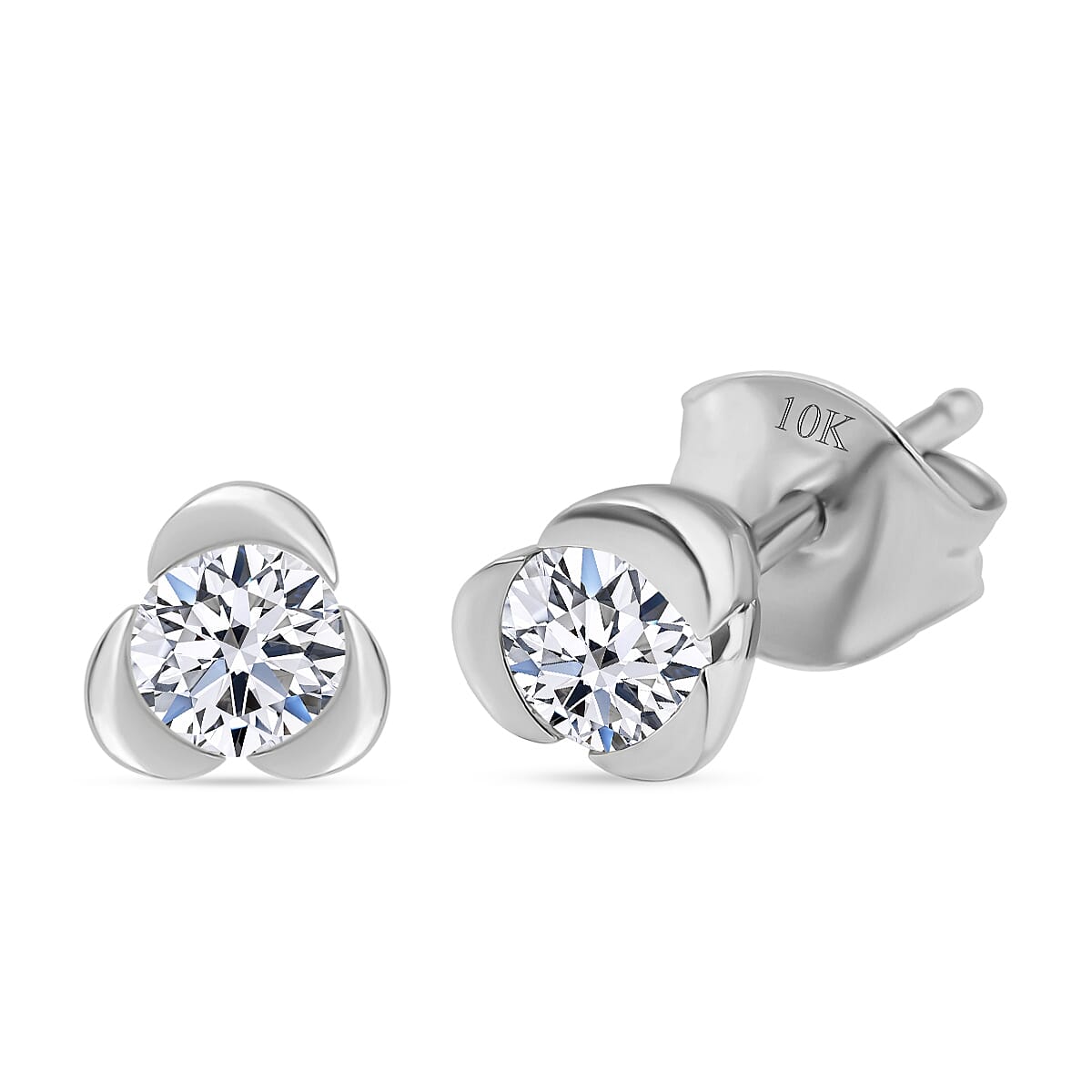 Luxuriant Lab Grown Diamond E-F VS 0.50 ctw Solitaire Stud Earrings in 10K White Gold (Del. in 10-12 Days)