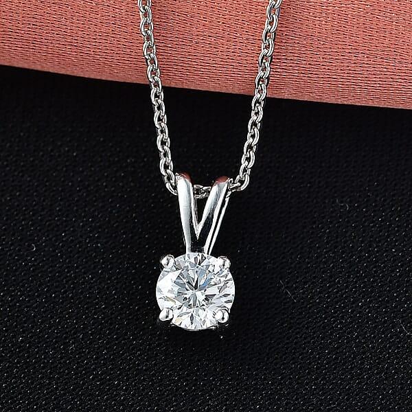 Luxuriant Lab Grown Diamond E-F VS 0.50 Ctw Solitaire Pendant Necklace In Platinum Over Sterling Silver 20 Inches