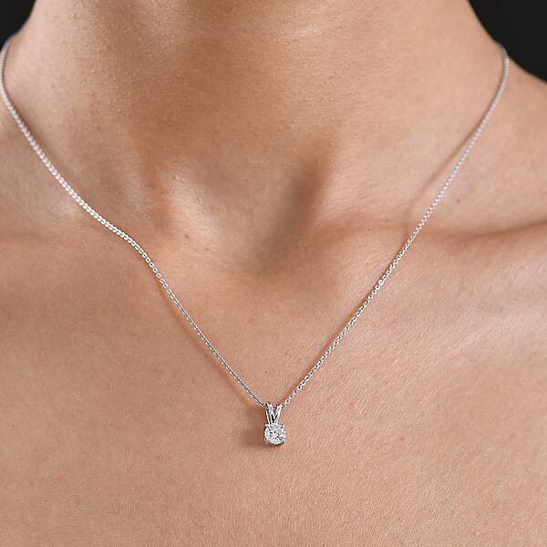 Luxuriant Lab Grown Diamond E-F VS 0.50 Ctw Solitaire Pendant Necklace In Platinum Over Sterling Silver 20 Inches