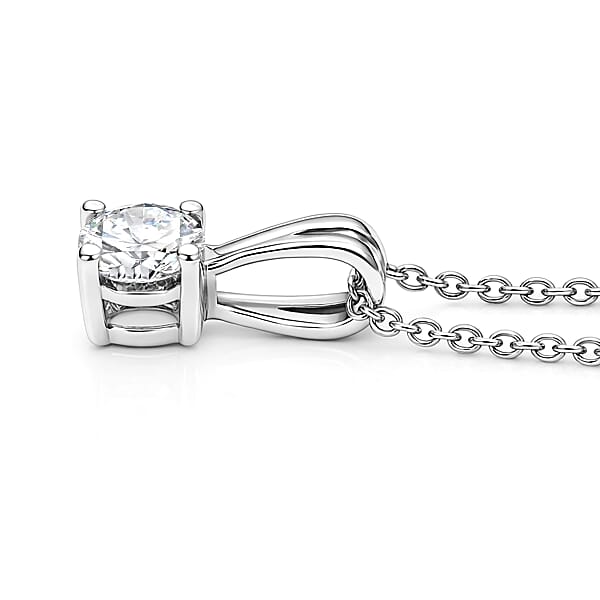 Luxuriant Lab Grown Diamond E-F VS 0.50 Ctw Solitaire Pendant Necklace In Platinum Over Sterling Silver 20 Inches