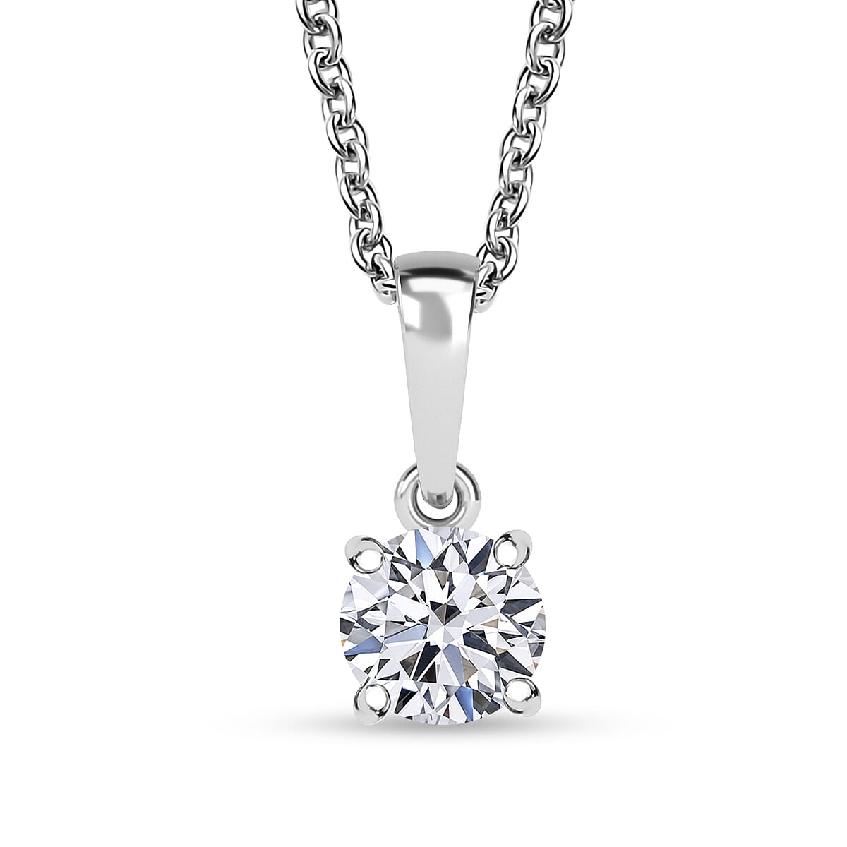 Luxuriant Lab Grown Diamond E-F VS 0.50 ctw Solitaire Pendant Necklace in 10K White Gold 20 Inches