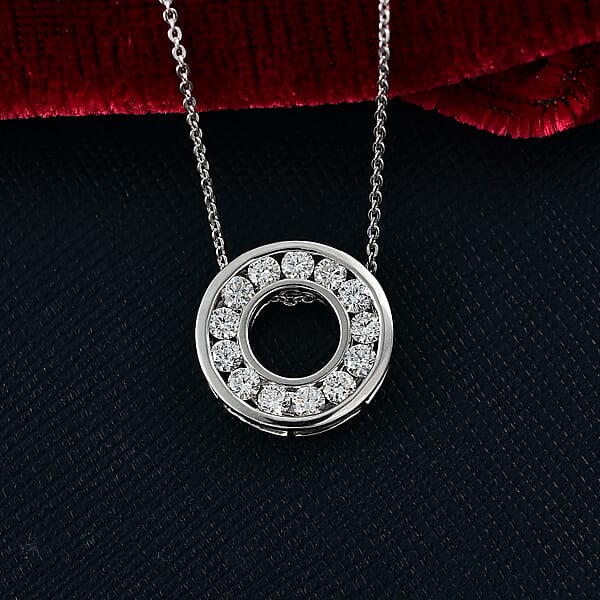 Luxuriant Lab Grown Diamond E-F VS 1.00 Ctw Pendant Necklace 20 Inches In Rhodium Over Sterling Silver (Del. In 10-12 Days)