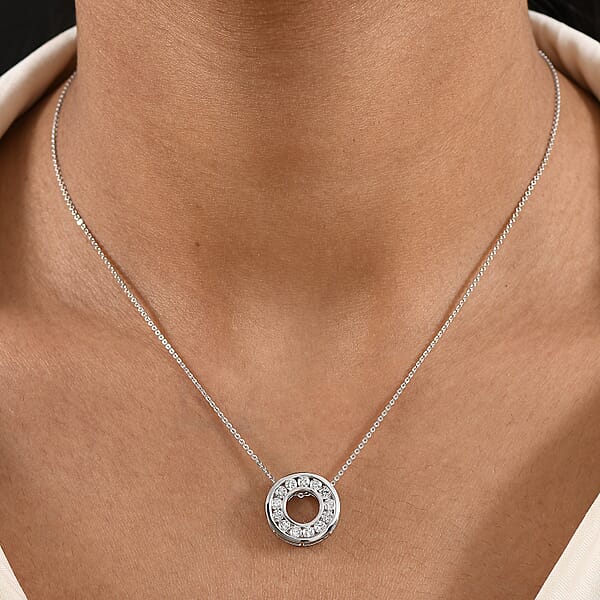 Luxuriant Lab Grown Diamond E-F VS 1.00 Ctw Pendant Necklace 20 Inches In Rhodium Over Sterling Silver (Del. In 10-12 Days)
