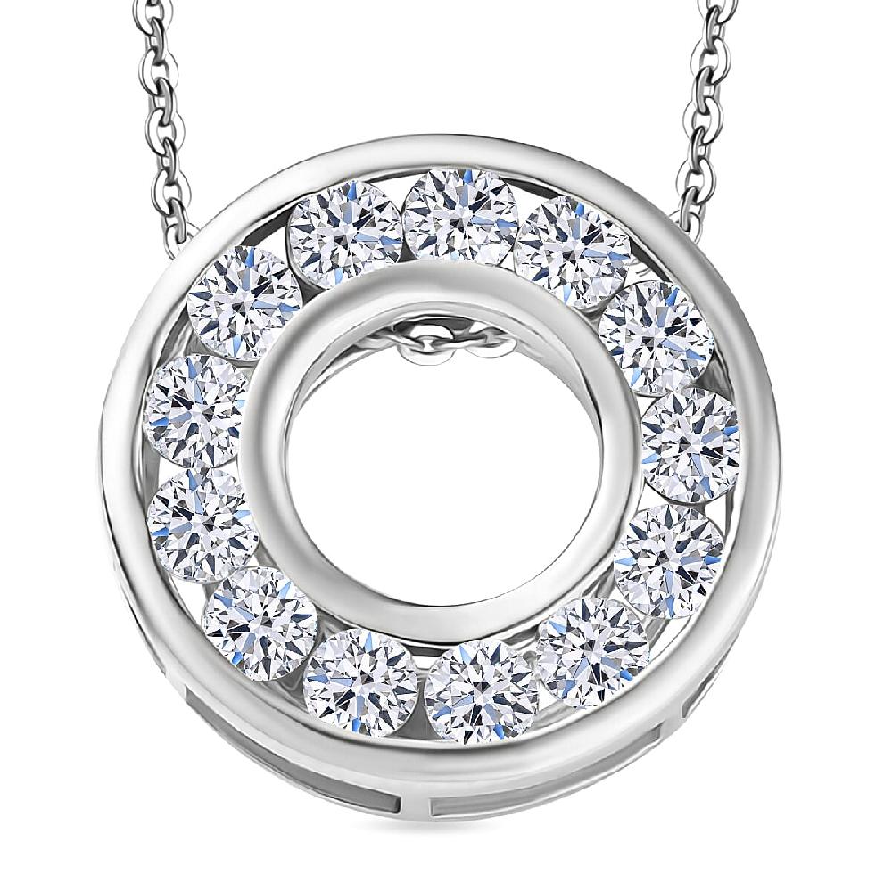 Luxuriant Lab Grown Diamond E-F VS 1.00 ctw Pendant Necklace 20 Inches in Rhodium Over Sterling Silver (Del. in 10-12 Days)