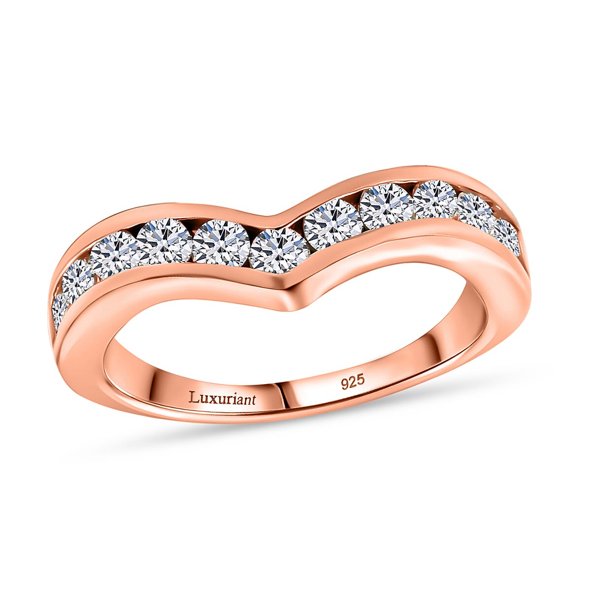 Luxuriant Lab Grown Diamond E-F VS 1.00 ctw Ring in 18K Vermeil Rose Gold Over Sterling Silver (Del. in 10-12 Days)