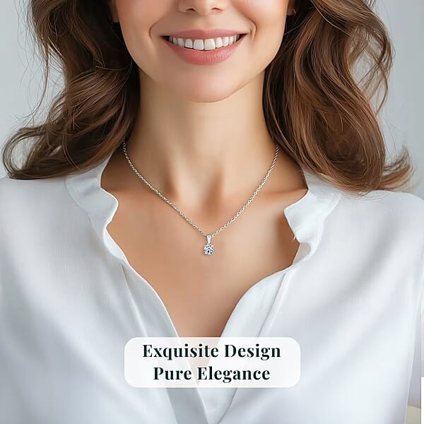 Luxuriant Lab Grown Diamond E-F VS 1.00 Ctw Solitaire Pendant Without Chain In 10K White Gold (Del. In 10-12 Days)