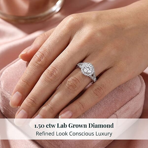 Luxuriant Lab Grown Diamond E-F VS 1.50 Ctw Ring In Rhodium Over Sterling Silver