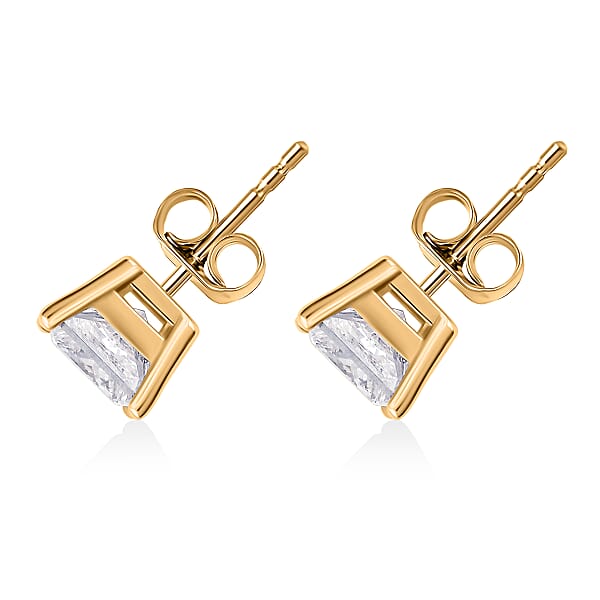 Luxuriant Lab Grown Diamond E-F VS 2.00 Ctw Solitaire Stud Earrings In 14K Yellow Gold
