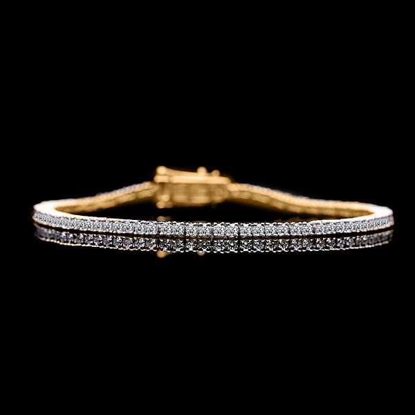 Luxuriant Lab Grown Diamond E-F VS 3.00 Ctw Bracelet In 18K Vermeil Yellow Gold Over Sterling Silver (6.50 In) (Del. In 10-12 Days)