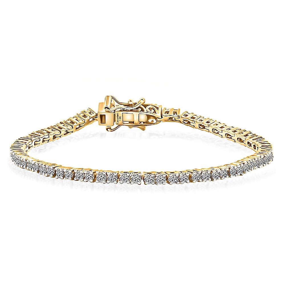 Luxuriant Lab Grown Diamond E-F VS 3.00 ctw Bracelet in 18K Vermeil Yellow Gold Over Sterling Silver (6.50 In) (Del. in 10-12 Days)