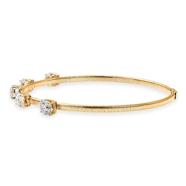 Luxuriant Lab Grown Diamond E-F VS 3.00 Ctw Cuff Bracelet In 10K Yellow Gold (7.25 In)