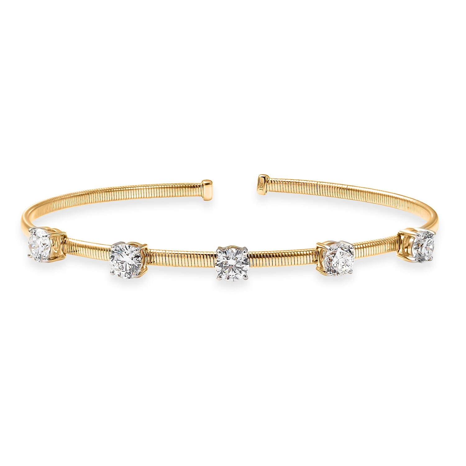 Luxuriant Lab Grown Diamond E-F VS 3.00 ctw Cuff Bracelet in 10K Yellow Gold (7.25 In)