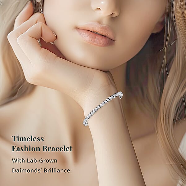 Luxuriant Lab Grown Diamond E-F VS 5.00 Ctw Cascade Bracelet In Rhodium Over Sterling Silver (7.25 In)