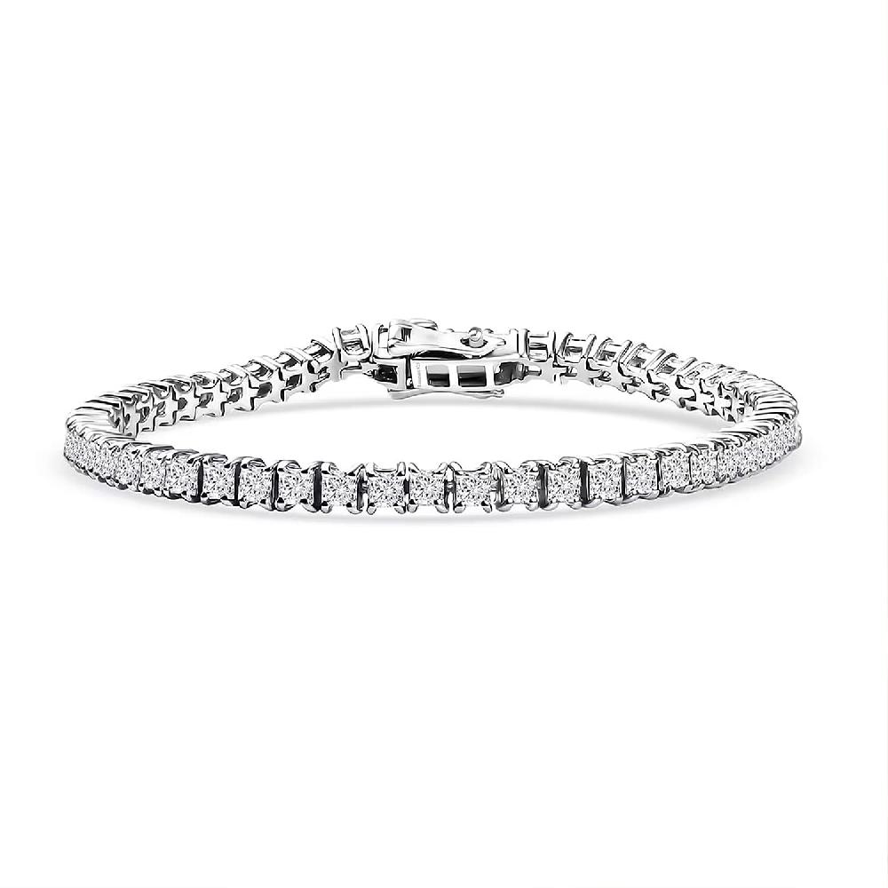 Luxuriant Lab Grown Diamond E-F VS 5.00 ctw Cascade Bracelet in Rhodium Over Sterling Silver (6.50 In)
