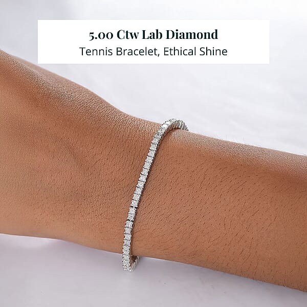 Luxuriant Lab Grown Diamond E-F VS 5.00 Ctw Classic Tennis Bracelet In Rhodium Over Sterling Silver (6.50 In)