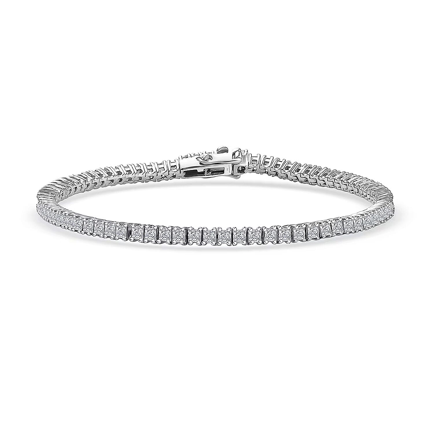 Luxuriant Lab Grown Diamond E-F VS 5.00 ctw Classic Tennis Bracelet in Rhodium Over Sterling Silver (6.50 In)