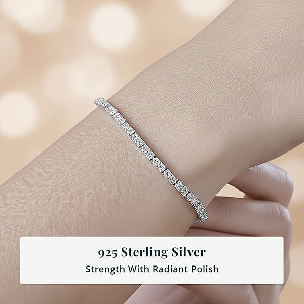 Luxuriant Lab Grown Diamond E-F VS 7.00 Ctw Tennis Bracelet In Rhodium Over Sterling Silver (6.50 In)