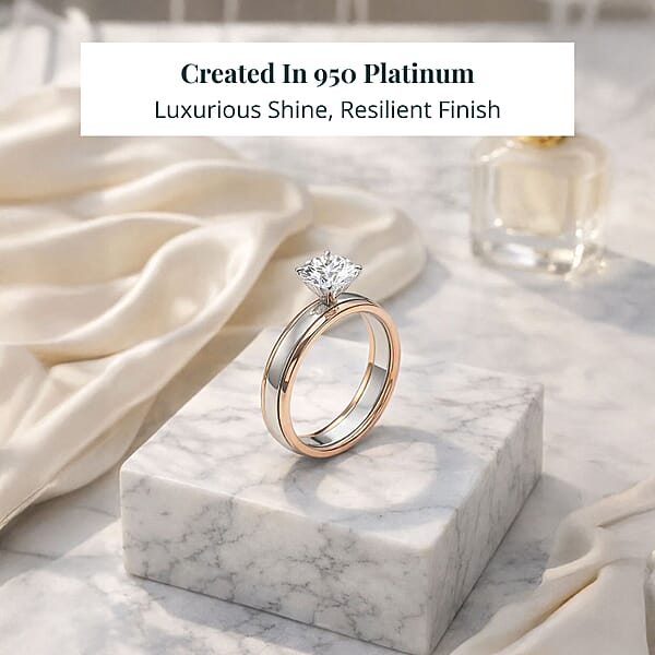 Luxuriant Lab Grown Diamond (E-F VS) Ring In 10K Rose Gold And 950 Platinum 2.00 Ctw