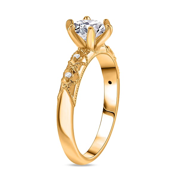 Luxuriant Lab Grown Diamond (E-F VS) Ring In 24K Yellow Gold 1.10 Ctw