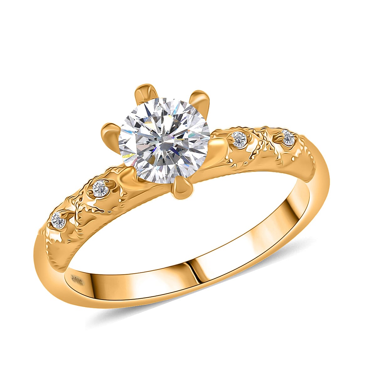 Luxuriant Lab Grown Diamond (E-F VS) Ring in 24K Yellow Gold 1.10 ctw