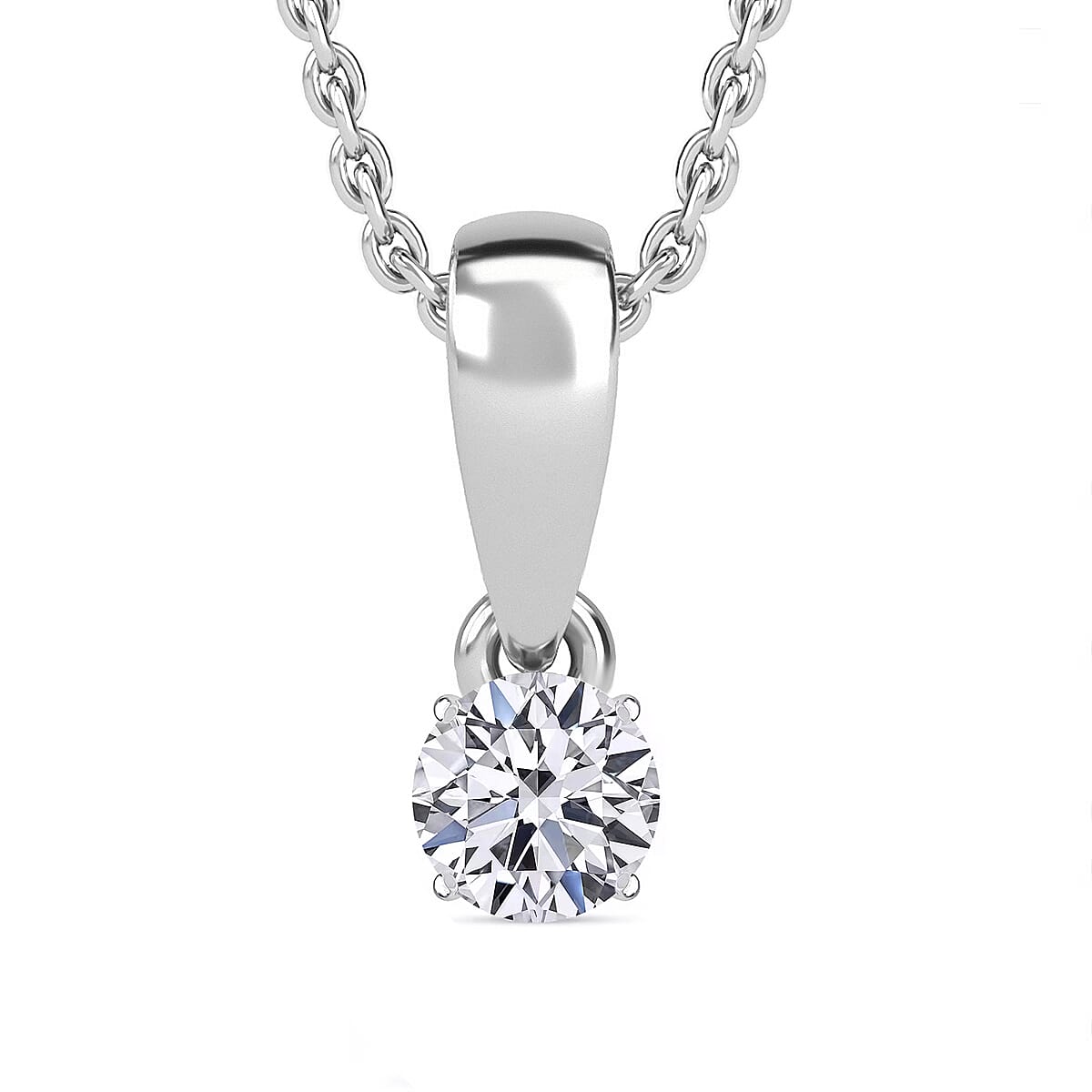 Luxuriant Lab Grown Diamond E-F VS Solitaire 0.50 ctw Pendant Necklace in Rhodium Over Sterling Silver 20 Inches