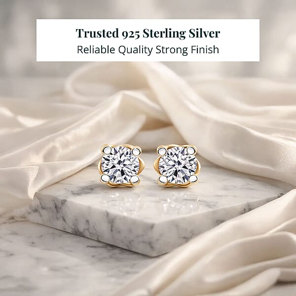 Luxuriant Lab Grown Diamond Earrings In 18K Vermeil YG Over Sterling Silver 0.50 Ctw