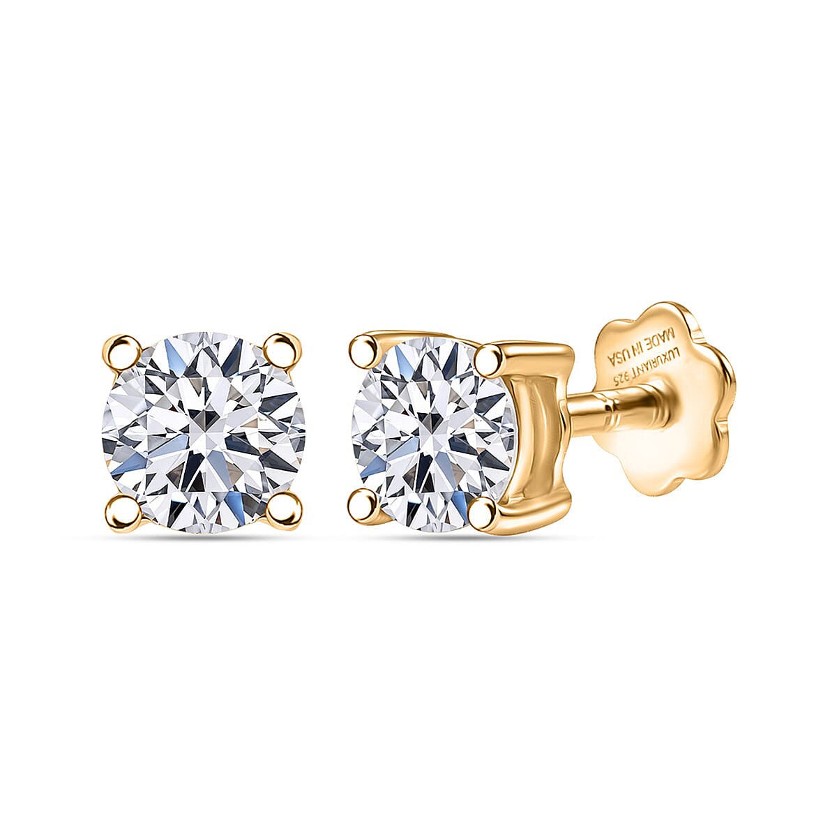 Luxuriant Lab Grown Diamond Earrings in 18K Vermeil YG Over Sterling Silver 0.50 ctw