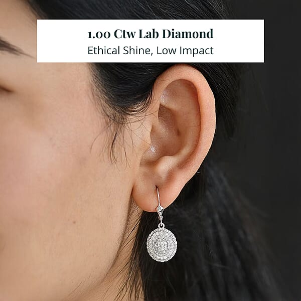 Luxuriant Lab Grown Diamond Earrings In Rhodium Over Sterling Silver 1.00 Ctw