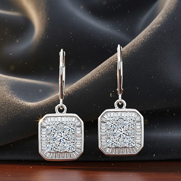 Luxuriant Lab Grown Diamond Earrings In Rhodium Over Sterling Silver 2.00 Ctw