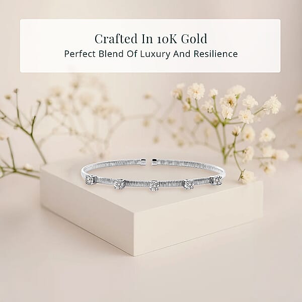 Luxuriant Lab Grown Diamond EF-VS 1.25 Ctw Coiled Spring Cuff Bracelet In 10K White Gold (7.25 In)