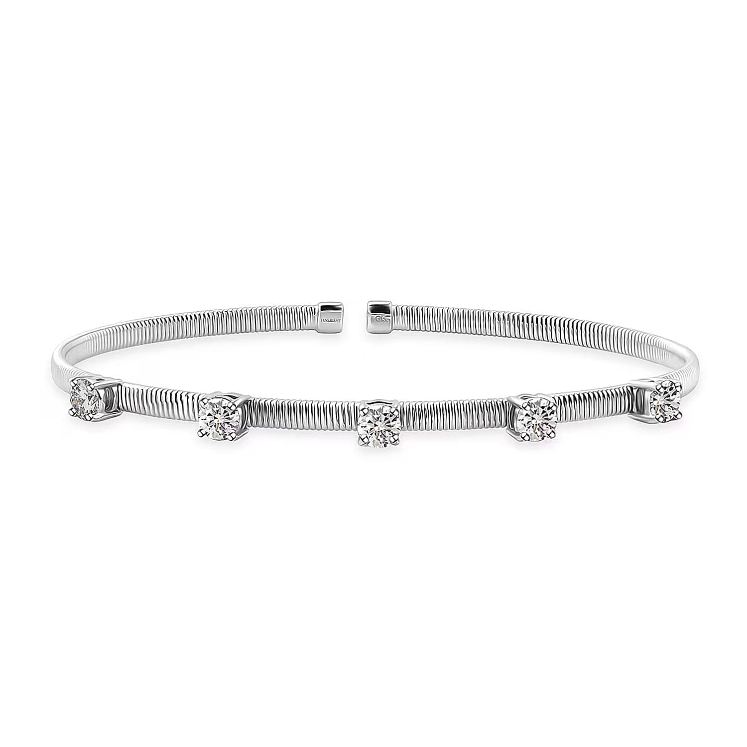Luxuriant Lab Grown Diamond EF-VS 1.25 ctw Coiled Spring Cuff Bracelet in 10K White Gold (7.25 In)