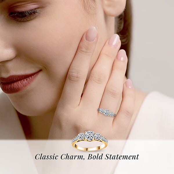 Luxuriant Lab Grown Diamond F-G VS Ring In Vermeil Yellow Gold Over Sterling Silver 1.50 Ctw