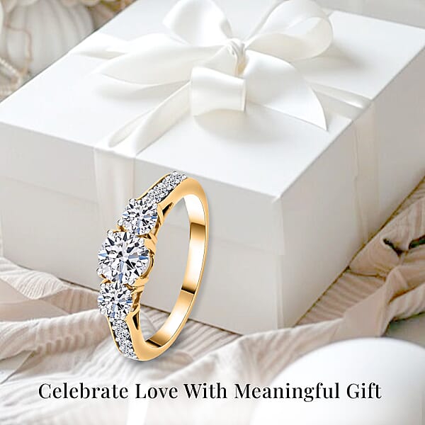Luxuriant Lab Grown Diamond F-G VS Ring In Vermeil Yellow Gold Over Sterling Silver 1.50 Ctw