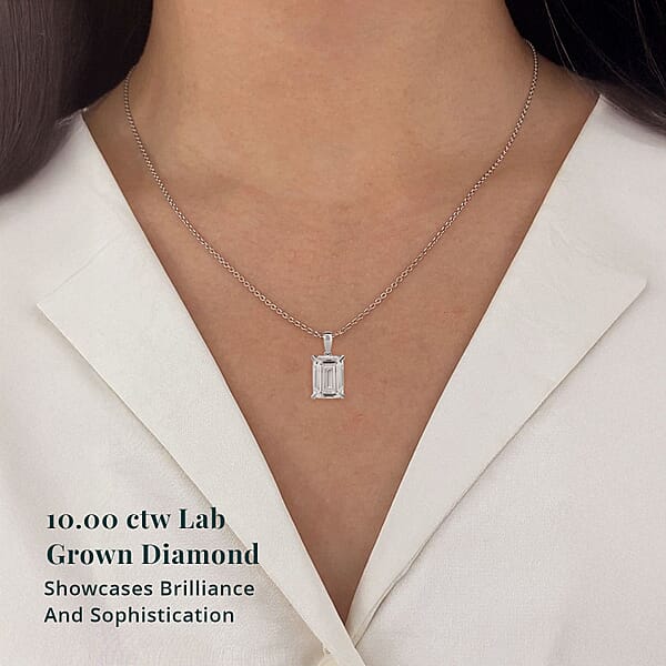 Luxuriant Lab Grown Diamond F VS2 10.00 Ctw Pendant Without Chain In Rhodium Over Sterling Silver