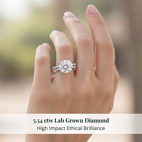 Luxuriant Lab Grown Diamond F VS2 5.54 Ctw Ring In 14K White Gold 5.50 Grams