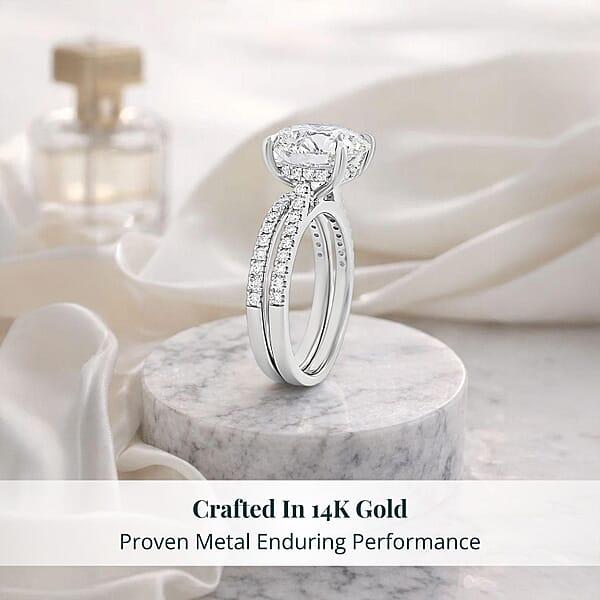 Luxuriant Lab Grown Diamond F VS2 5.54 Ctw Ring In 14K White Gold 5.50 Grams