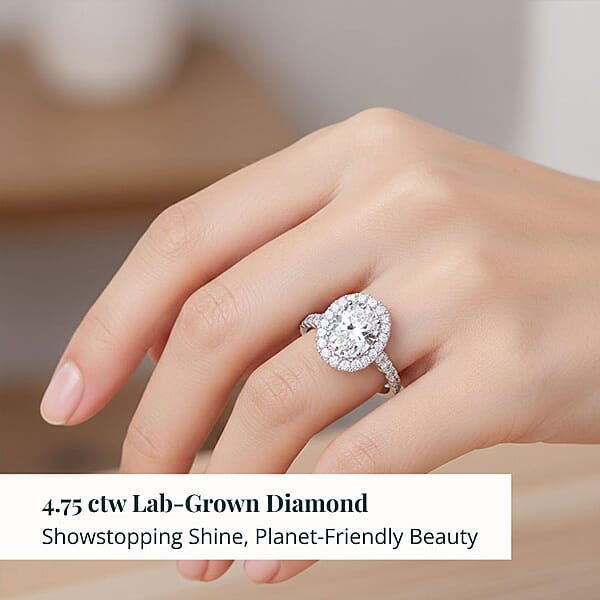 Luxuriant Lab Grown Diamond (F - VS2) Ring In 14K White Gold 4.75 Ctw