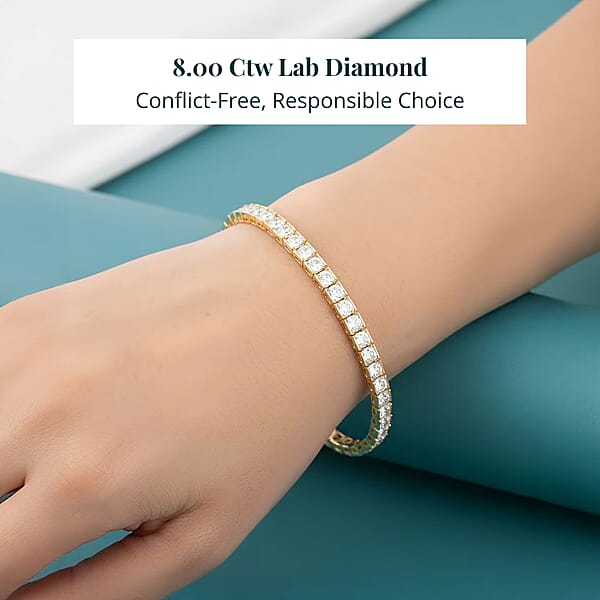 Luxuriant Lab Grown Diamond F VVS2 8.00 Ctw Bracelet In 14K Yellow Gold (7.25 In) 12.35 Grams