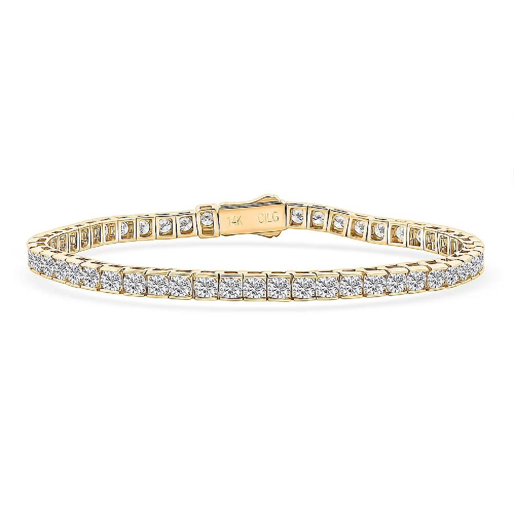 Luxuriant Lab Grown Diamond F VVS2 8.00 ctw Bracelet in 14K Yellow Gold (7.25 In) 12.35 Grams