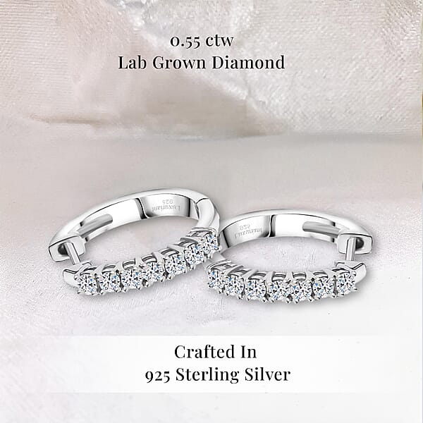 Luxuriant Lab Grown Diamond G-H I1 0.55 Ctw Hoop Earrings In Rhodium Over Sterling Silver (Del. In 12-15 Days)